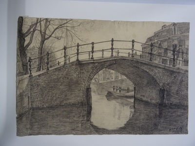1966-0087-TEK a.jpg; 1966-0087-TEK; De brug tussen Brouwersgracht en Zuidwal.; tekeningen